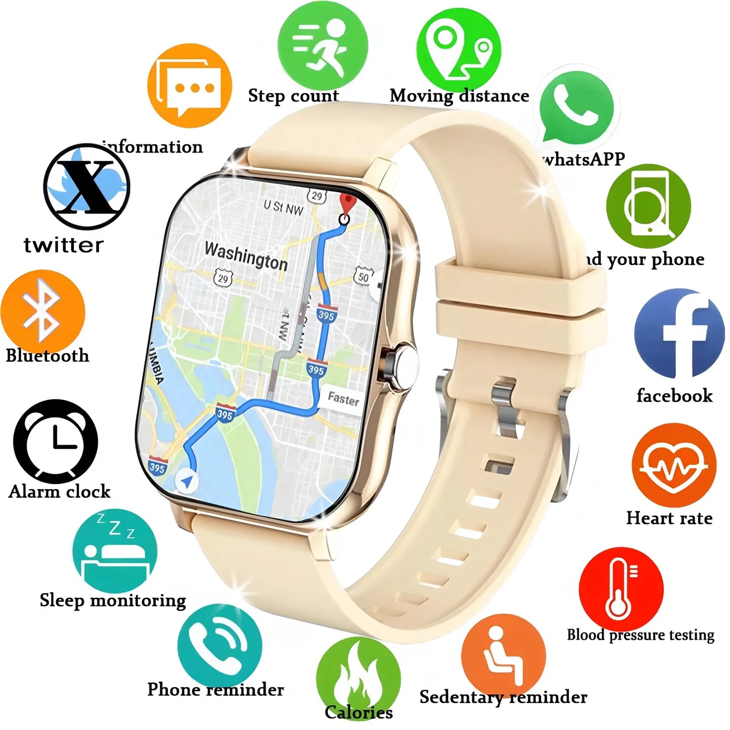 Montre connectée grand écran appels Bluetooth - Novaget