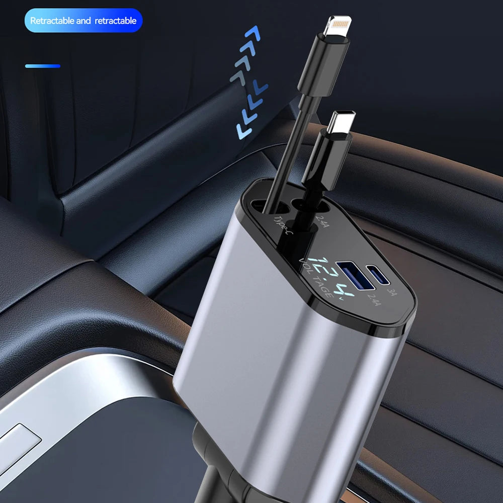 Chargeur voiture rétractable 4-en-1 - Novaget