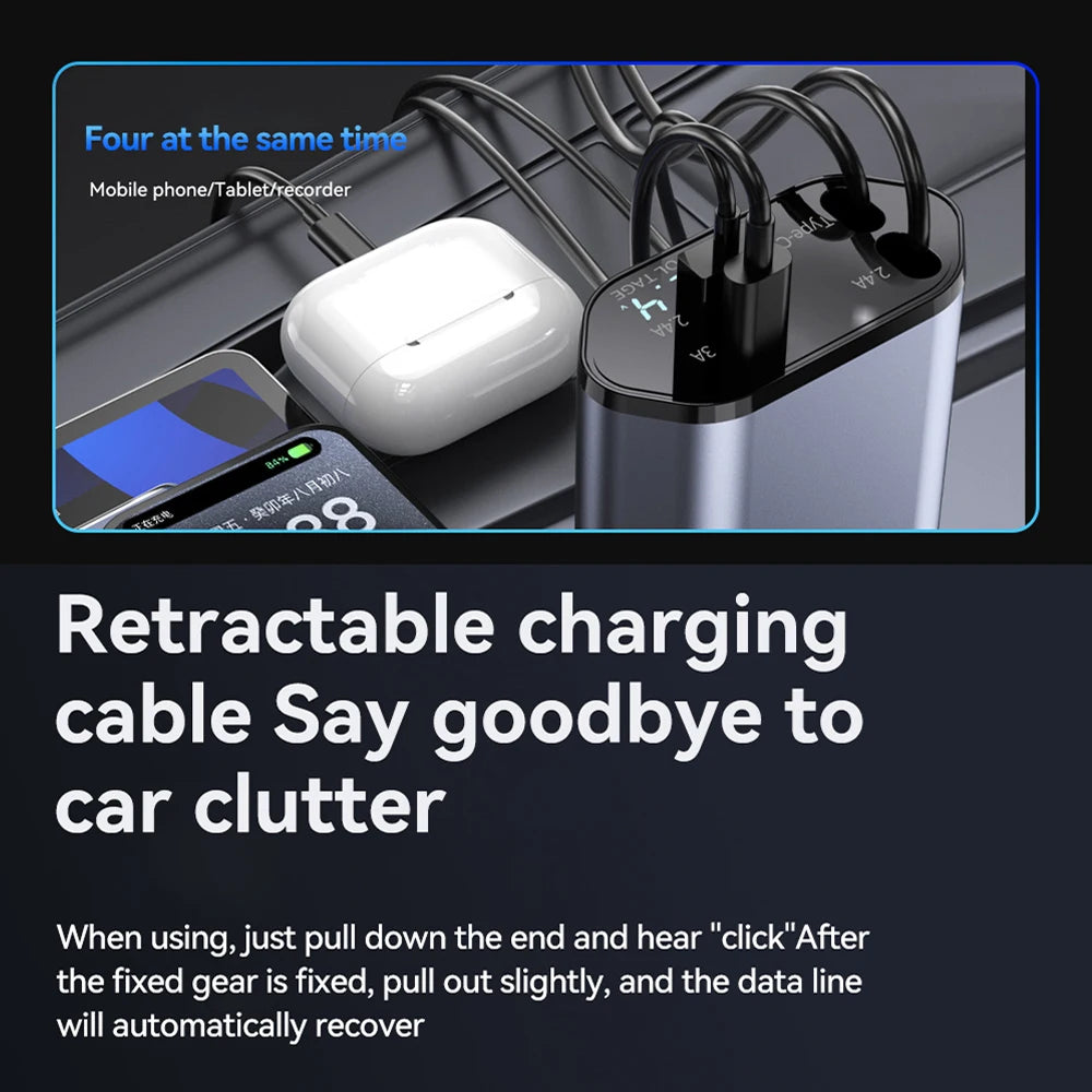 Chargeur voiture rétractable 4-en-1 - Novaget