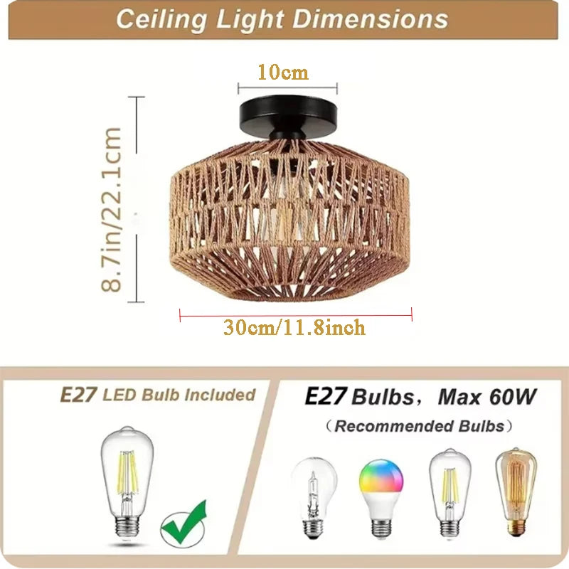 High Tech Natural Rattan Pendant Chandelier