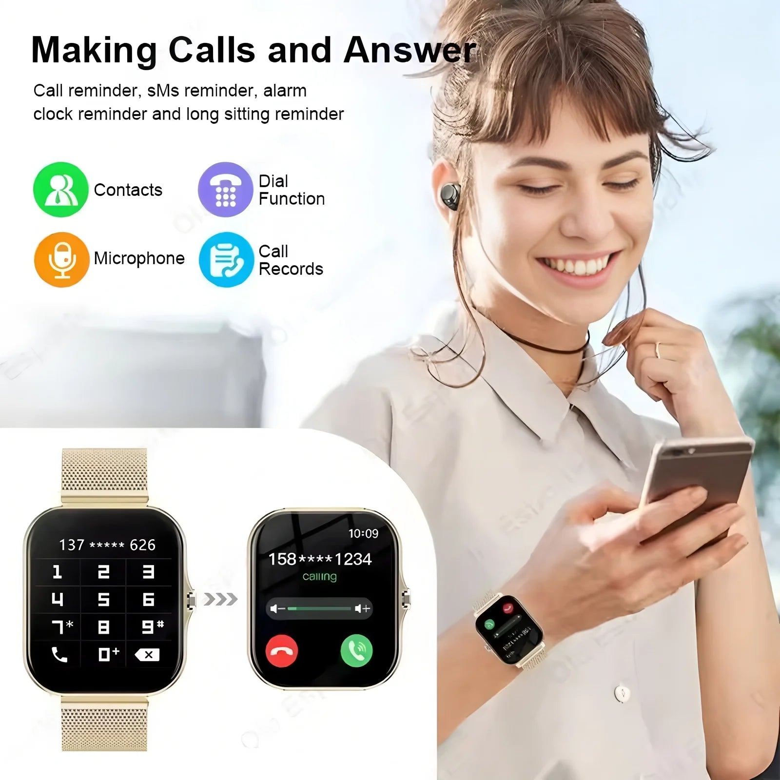 Montre connectée grand écran appels Bluetooth - Novaget