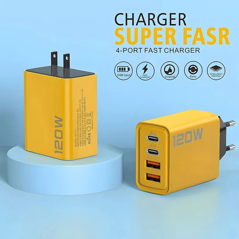 Chargeur USB-C 4 ports 120W station de charge - Novaget