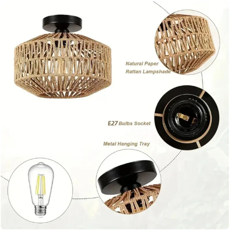 Suspension plafond en rotin naturel - Novaget