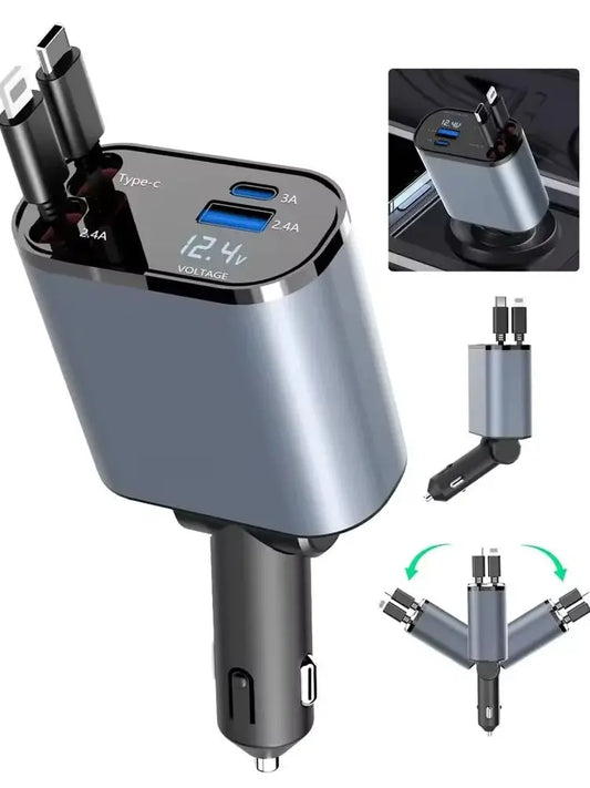 Chargeur voiture rétractable 4-en-1 - Novaget